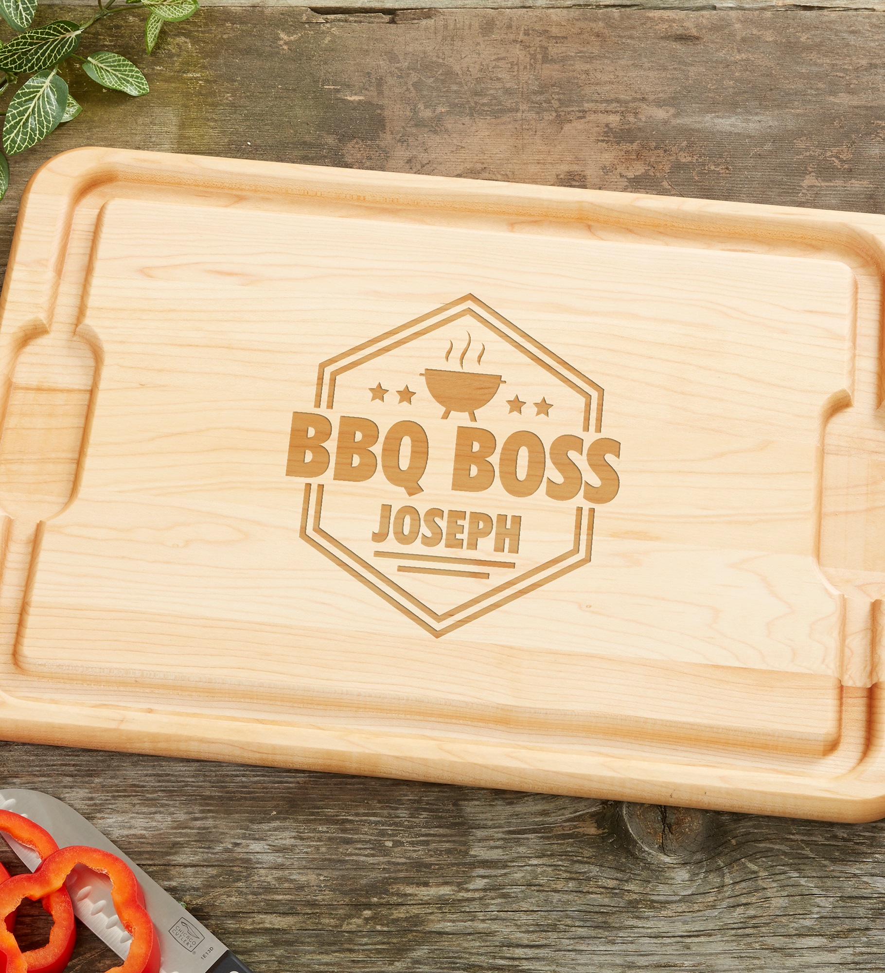 BBQ Boss Personalized Maple Cutting Board